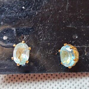 Vintage 14kt Multifaceted Aquamarine Stud Earrings